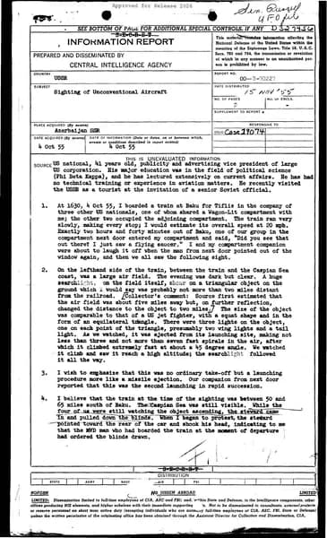 CIA UAP 006 Sighting of Unconventional Aircraft — 第 1 頁
