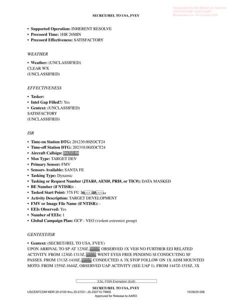 戰爭部 UAP 任務報告 d32 — , syria／2024 年 10月 （2） — 第 6 頁