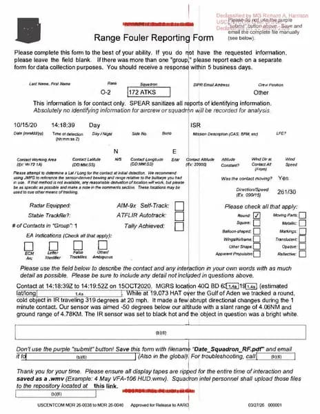 戰爭部 UAP 射程干擾事件 d44 — 阿拉伯海／2020 年 10月 — 第 1 頁