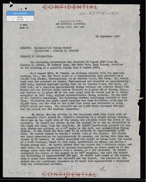 FBI 飛碟總卷 62-HQ-83894 — Serial 130 — 第 1 頁