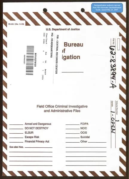 FBI 飛碟總卷 62-HQ-83894 — 附件 Sub-A — 第 1 頁