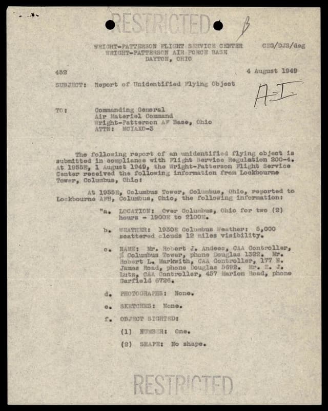 FBI 1949 飛碟檔案（Box 186, 319.1） — 第 22 頁