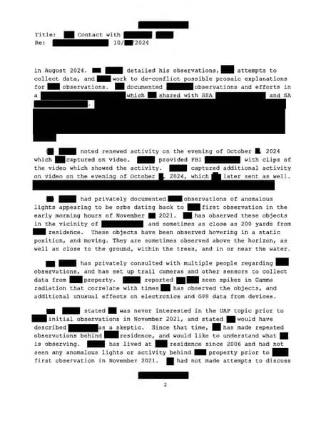 FBI UAP D004 FD 1057 02 Northeastern US 2024 — 第 2 頁