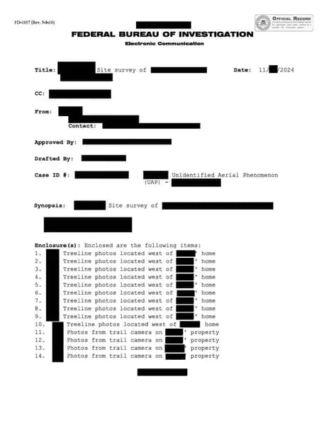 FBI UAP D006 FD 1057 05 Northeastern US 2024 — 第 1 頁