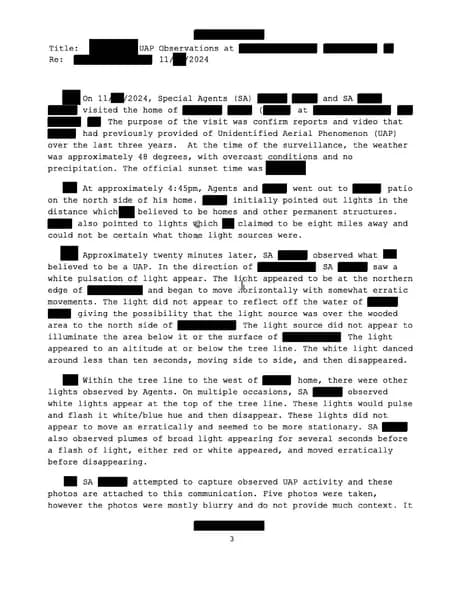 FBI UAP D007 FD 1057 06 Northeastern US 2024 — 第 3 頁