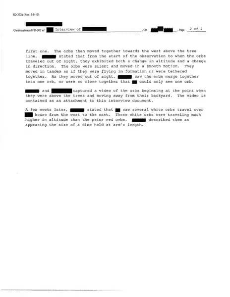 FBI UAP D009 FD 302 67 Northeastern Orb Sighting 2026 — 第 2 頁