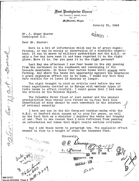 FBI UAP D011 DFBI Correspondence Referral 1949 — 第 2 頁