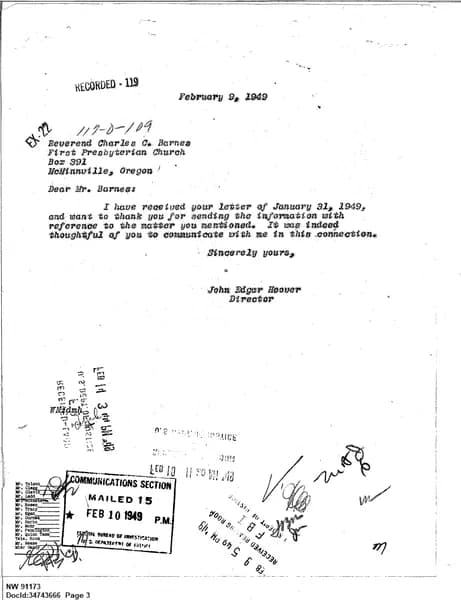 FBI UAP D011 DFBI Correspondence Referral 1949 — 第 3 頁