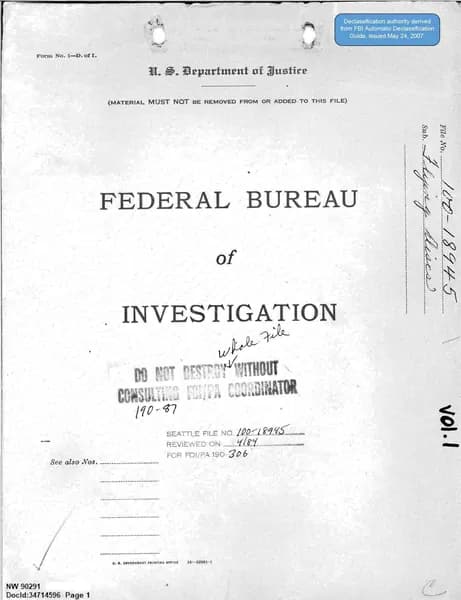 FBI UAP D013 WA UFO Investigation 1952 1960 — 第 1 頁
