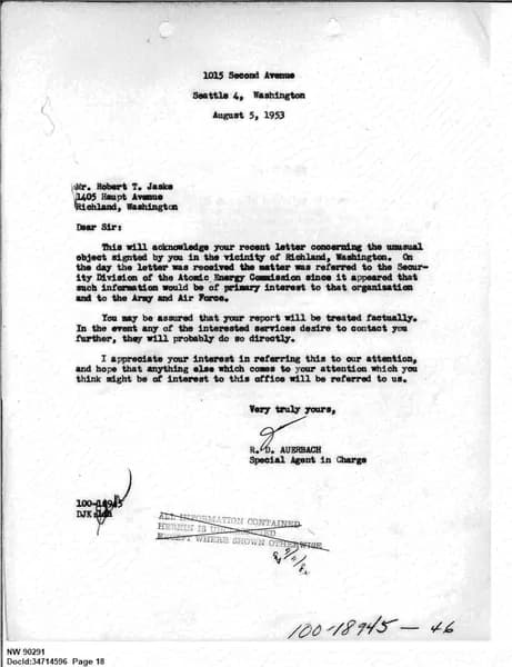 FBI UAP D013 WA UFO Investigation 1952 1960 — 第 18 頁