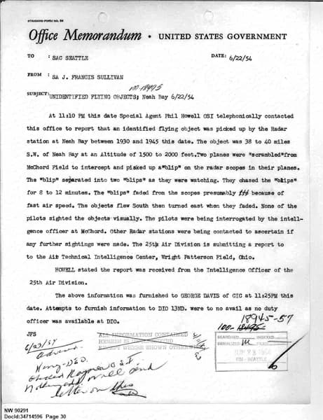 FBI UAP D013 WA UFO Investigation 1952 1960 — 第 30 頁