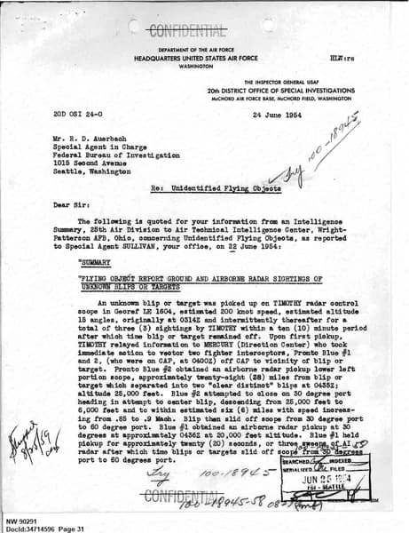FBI UAP D013 WA UFO Investigation 1952 1960 — 第 31 頁