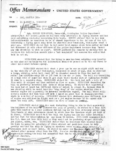 FBI UAP D013 WA UFO Investigation 1952 1960 — 第 39 頁