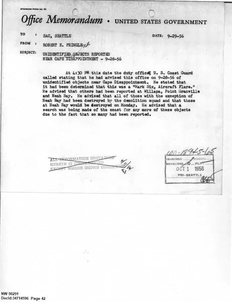 FBI UAP D013 WA UFO Investigation 1952 1960 — 第 42 頁
