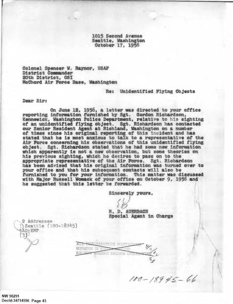 FBI UAP D013 WA UFO Investigation 1952 1960 — 第 43 頁