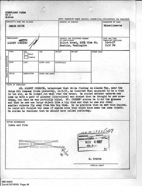 FBI UAP D013 WA UFO Investigation 1952 1960 — 第 44 頁