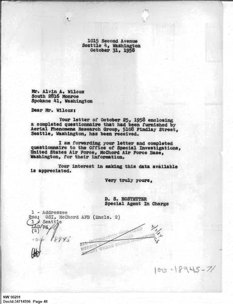 FBI UAP D013 WA UFO Investigation 1952 1960 — 第 48 頁