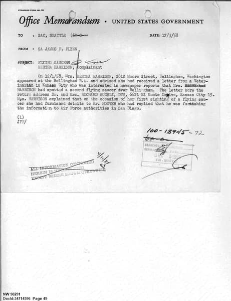 FBI UAP D013 WA UFO Investigation 1952 1960 — 第 49 頁