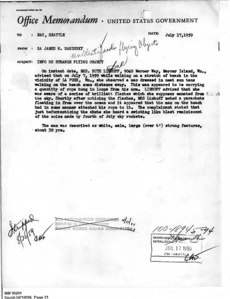 FBI UAP D013 WA UFO Investigation 1952 1960 — 第 51 頁