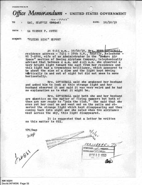 FBI UAP D013 WA UFO Investigation 1952 1960 — 第 52 頁