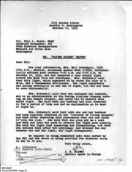 FBI UAP D013 WA UFO Investigation 1952 1960 — 第 53 頁