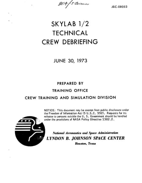 Skylab 技術組員任務後彙報（1973） — 第 1 頁