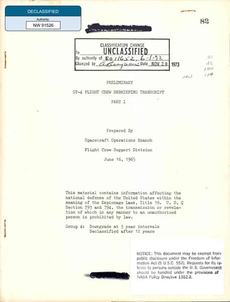 NASA UAP D016 Preliminary Gemini 4 Crew Debriefing Part1 1965 — p.1