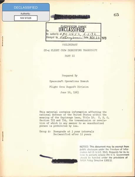 NASA UAP D017 Preliminary Gemini 4 Crew Debriefing Part2 1965 — p.1