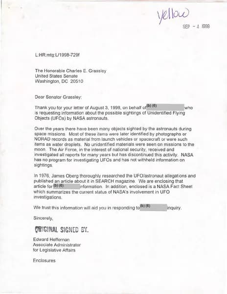 USG UAP D001 Congress WhiteHouse UFO Correspondence 1998 — p.4